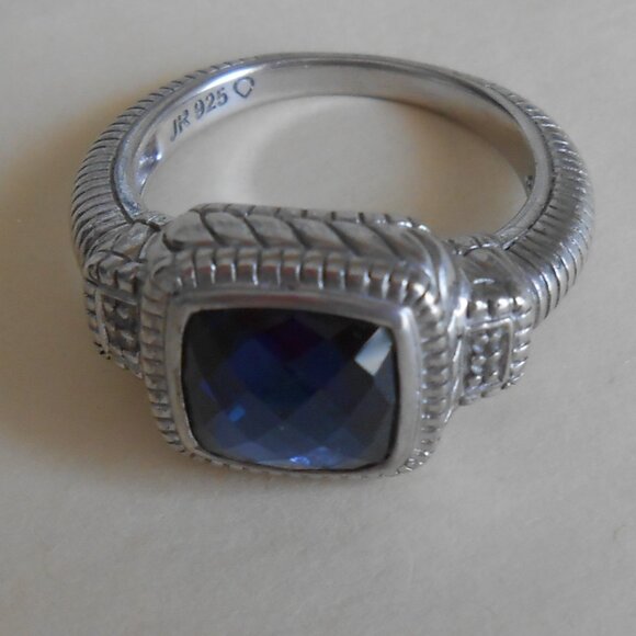 Judith Ripka Sterling Silver Blue Stone Ring Size 7 - Picture 11 of 16
